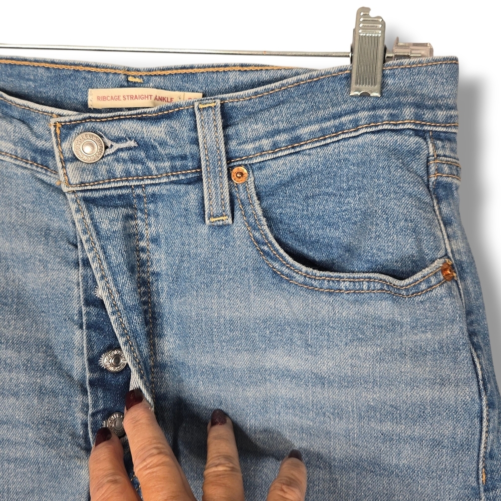 Levi's Ribcage Straight Ankle Jean Women's Size 29 High Rise Button Fly 27" L - Picture 8 of 16